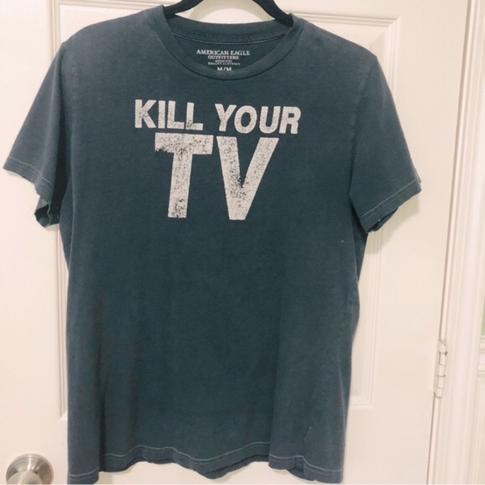 American Eagle Outfitters Vintage kill your TV black Tee Shirt Men's Medium